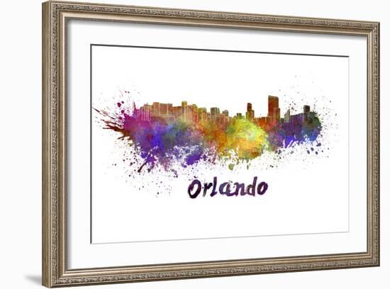 Orlando Skyline in Watercolor-paulrommer-Framed Art Print