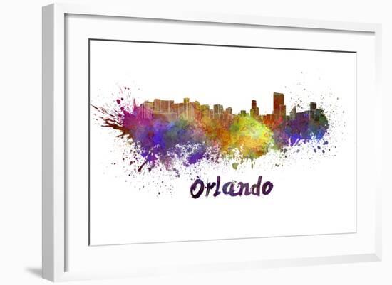 Orlando Skyline in Watercolor-paulrommer-Framed Art Print