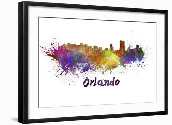 Orlando Skyline in Watercolor-paulrommer-Framed Art Print