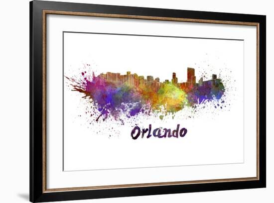 Orlando Skyline in Watercolor-paulrommer-Framed Art Print