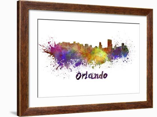 Orlando Skyline in Watercolor-paulrommer-Framed Art Print