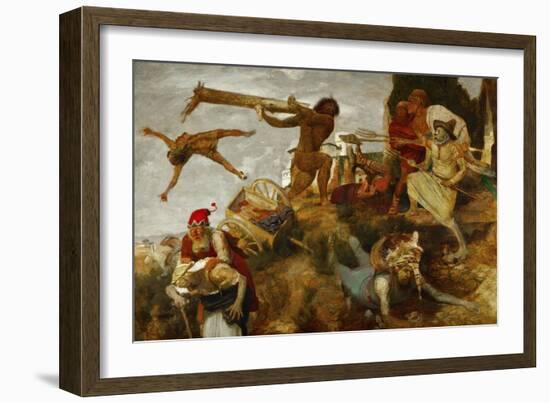 Orlandos Battle against the highwaymen.-Arnold Böcklin-Framed Giclee Print