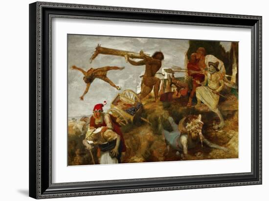 Orlandos Battle against the highwaymen.-Arnold Böcklin-Framed Giclee Print