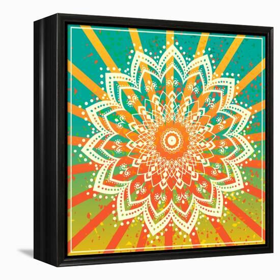 Ornament Black White Card with Mandala. Geometric Circle Element Made in Vector. Perfect Cards for-An Vino-Framed Stretched Canvas