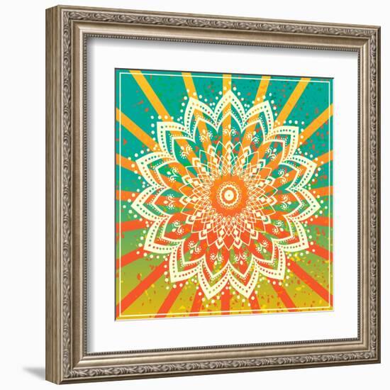 Ornament Black White Card with Mandala. Geometric Circle Element Made in Vector. Perfect Cards for-An Vino-Framed Art Print