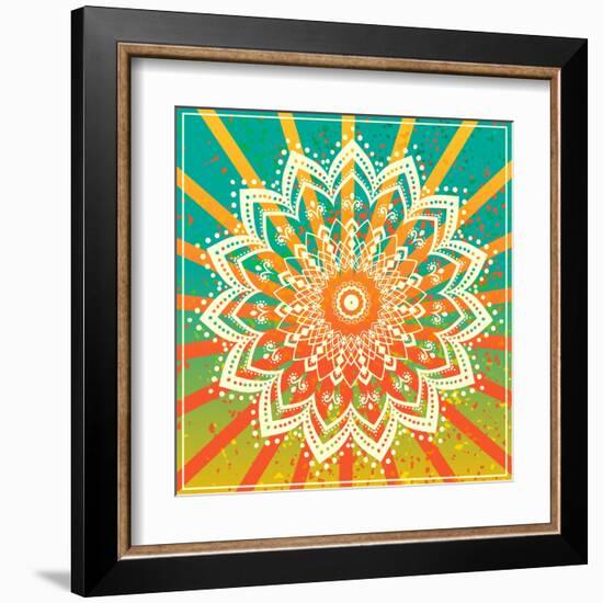 Ornament Black White Card with Mandala. Geometric Circle Element Made in Vector. Perfect Cards for-An Vino-Framed Art Print