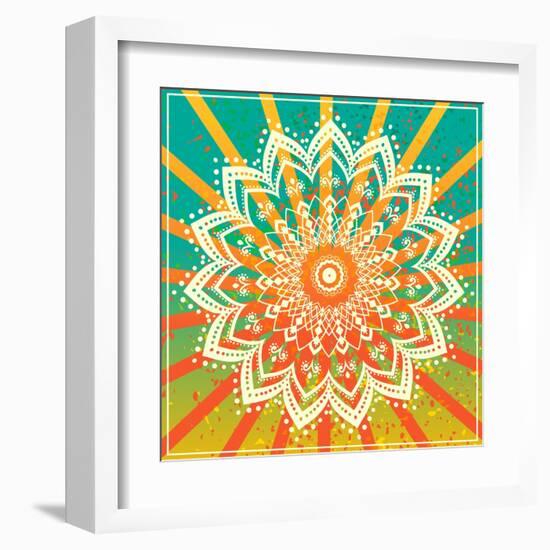 Ornament Black White Card with Mandala. Geometric Circle Element Made in Vector. Perfect Cards for-An Vino-Framed Art Print
