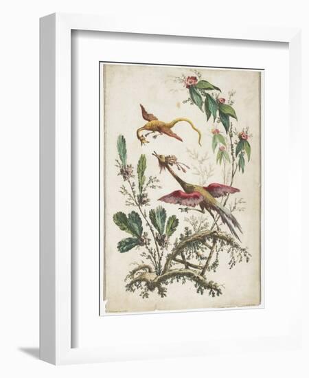 Ornament. Chinoiserie. Flowers and Birds., 1770-Jean Baptiste Pillement-Framed Giclee Print