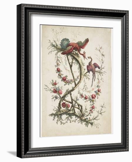 Ornament. Chinoiserie. Flowers and Birds., 1770-Jean Baptiste Pillement-Framed Giclee Print