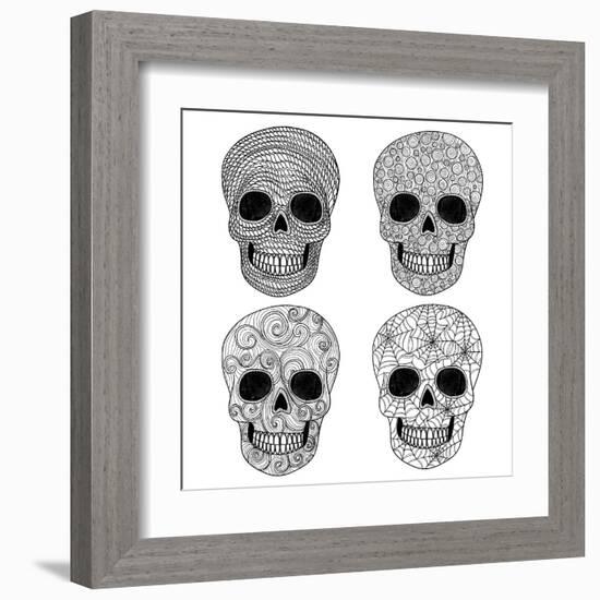 Ornament Skull Set-cherry blossom girl-Framed Art Print