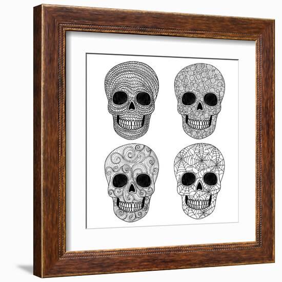 Ornament Skull Set-cherry blossom girl-Framed Art Print