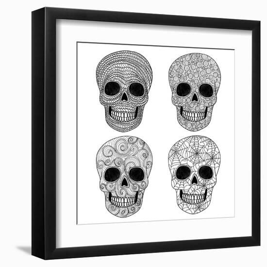 Ornament Skull Set-cherry blossom girl-Framed Art Print