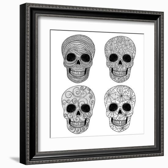 Ornament Skull Set-cherry blossom girl-Framed Art Print