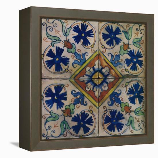 Ornamental Dutch tiles, Italian influence, c1600-Unknown-Framed Premier Image Canvas