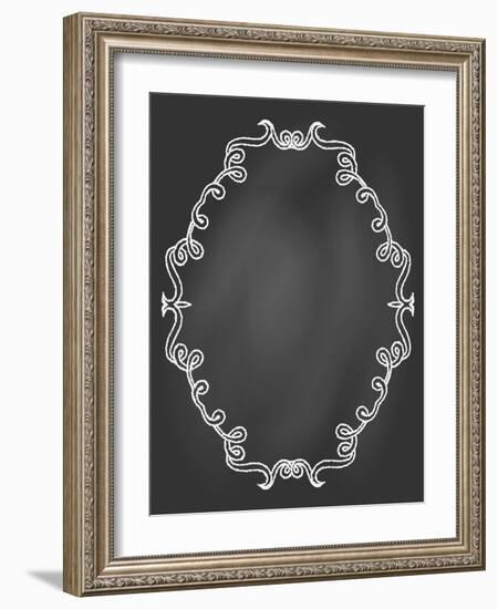 Ornamental Frame on Chalkboard-tukkki-Framed Art Print