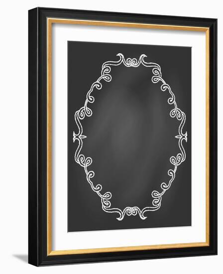 Ornamental Frame on Chalkboard-tukkki-Framed Art Print