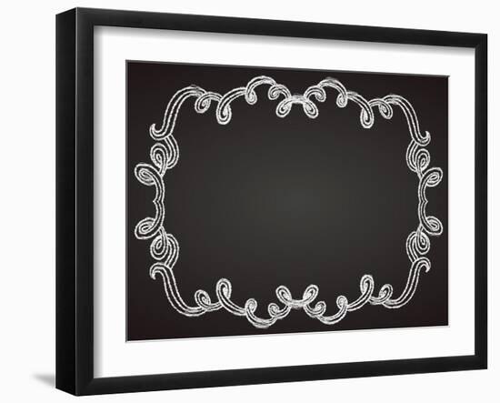 Ornamental Frame on Chalkboard-tukkki-Framed Art Print