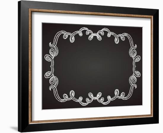 Ornamental Frame on Chalkboard-tukkki-Framed Art Print