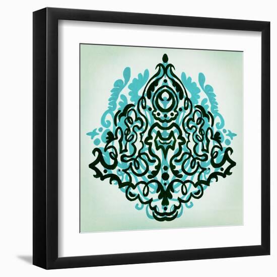 Ornamental Navy Pattern II-Anna Polanski-Framed Art Print