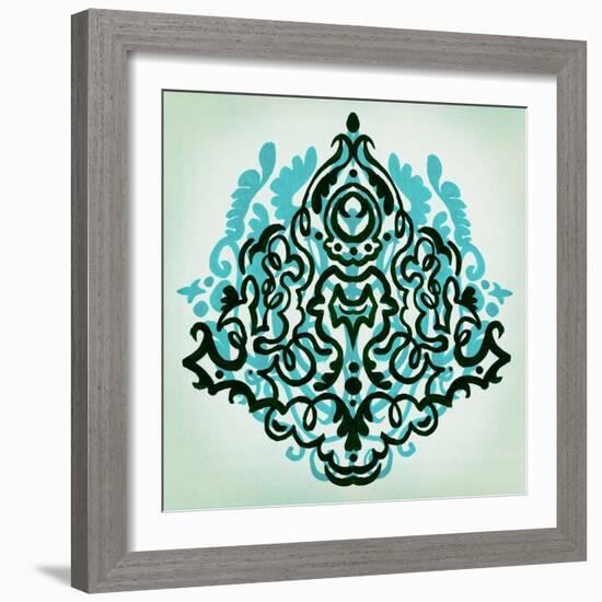 Ornamental Navy Pattern II-Anna Polanski-Framed Art Print