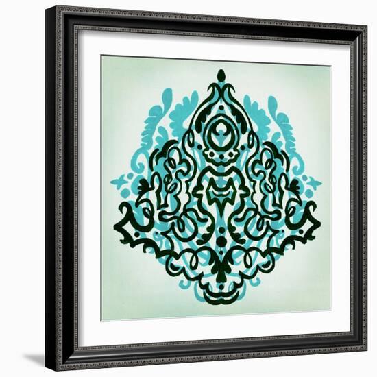 Ornamental Navy Pattern II-Anna Polanski-Framed Art Print