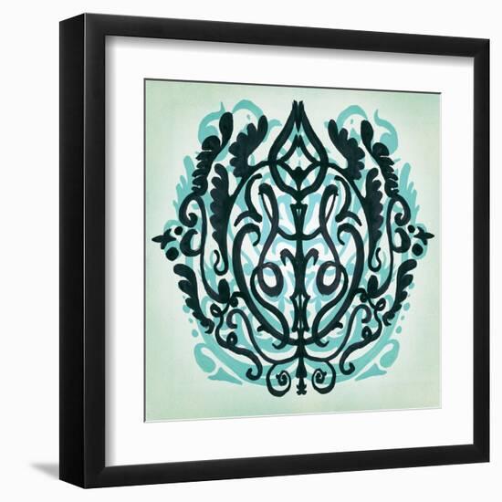 Ornamental Navy Pattern II-Anna Polanski-Framed Art Print