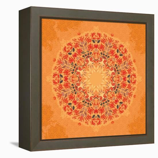 Ornamental Round Floral Lace Pattern-shumo4ka-Framed Stretched Canvas