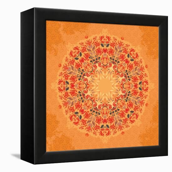 Ornamental Round Floral Lace Pattern-shumo4ka-Framed Stretched Canvas