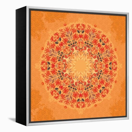 Ornamental Round Floral Lace Pattern-shumo4ka-Framed Stretched Canvas