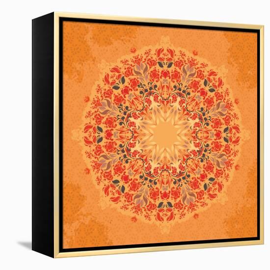 Ornamental Round Floral Lace Pattern-shumo4ka-Framed Stretched Canvas