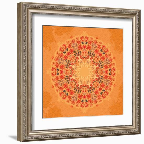 Ornamental Round Floral Lace Pattern-shumo4ka-Framed Art Print