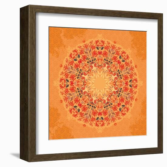 Ornamental Round Floral Lace Pattern-shumo4ka-Framed Art Print