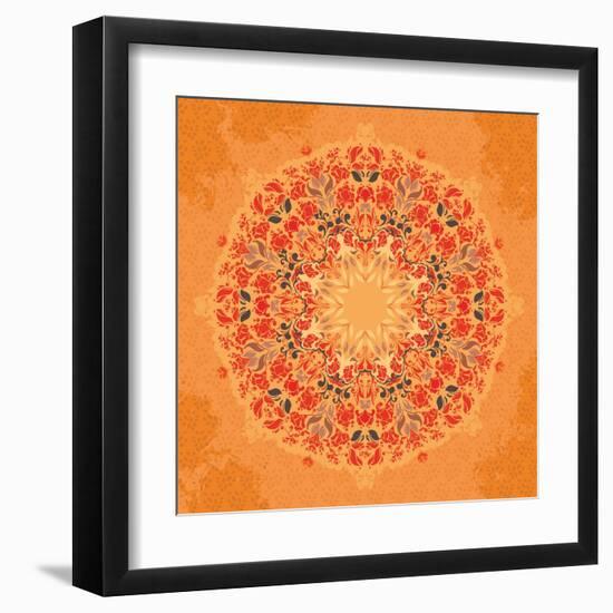 Ornamental Round Floral Lace Pattern-shumo4ka-Framed Art Print