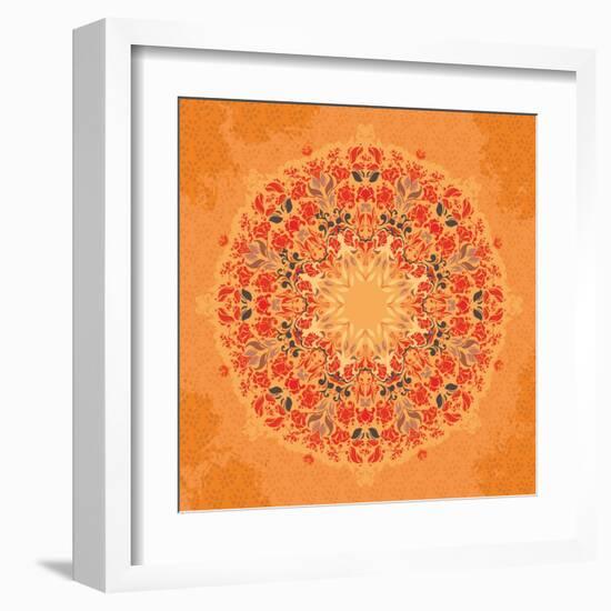 Ornamental Round Floral Lace Pattern-shumo4ka-Framed Art Print