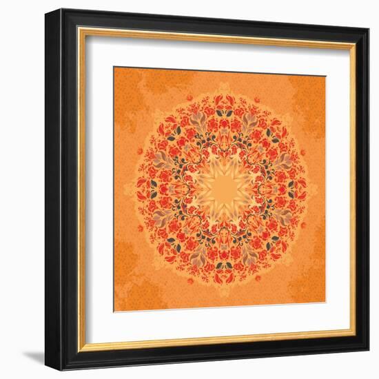 Ornamental Round Floral Lace Pattern-shumo4ka-Framed Art Print