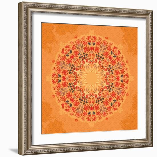 Ornamental Round Floral Lace Pattern-shumo4ka-Framed Art Print