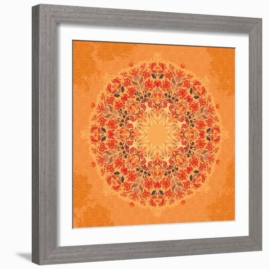 Ornamental Round Floral Lace Pattern-shumo4ka-Framed Art Print