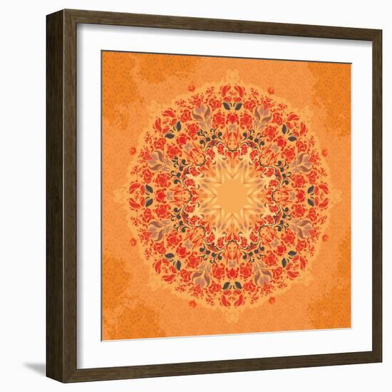 Ornamental Round Floral Lace Pattern-shumo4ka-Framed Art Print