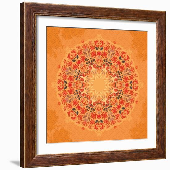 Ornamental Round Floral Lace Pattern-shumo4ka-Framed Art Print