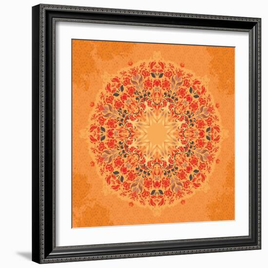 Ornamental Round Floral Lace Pattern-shumo4ka-Framed Art Print