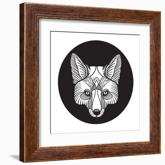 Ornate Animal Fox Head-vavavka-Framed Art Print