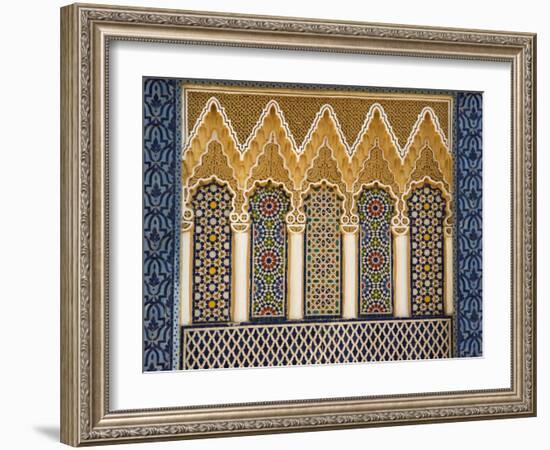 Ornate Architectural Detail Above the Entrance to the Royal Palace, Fez, Morocco, North Africa-John Woodworth-Framed Photographic Print