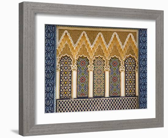 Ornate Architectural Detail Above the Entrance to the Royal Palace, Fez, Morocco, North Africa-John Woodworth-Framed Photographic Print