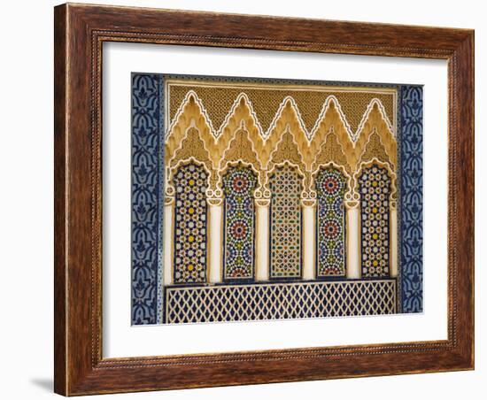 Ornate Architectural Detail Above the Entrance to the Royal Palace, Fez, Morocco, North Africa-John Woodworth-Framed Photographic Print