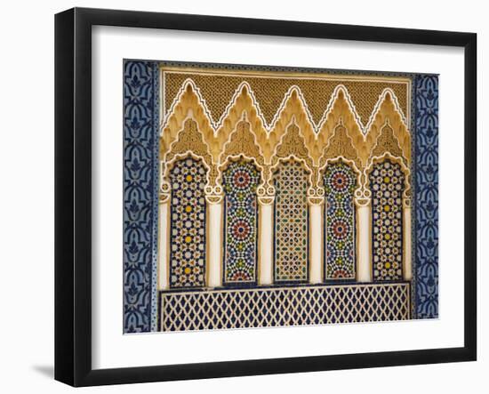 Ornate Architectural Detail Above the Entrance to the Royal Palace, Fez, Morocco, North Africa-John Woodworth-Framed Photographic Print