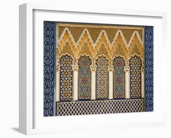 Ornate Architectural Detail Above the Entrance to the Royal Palace, Fez, Morocco, North Africa-John Woodworth-Framed Photographic Print