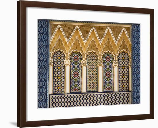 Ornate Architectural Detail Above the Entrance to the Royal Palace, Fez, Morocco, North Africa-John Woodworth-Framed Photographic Print