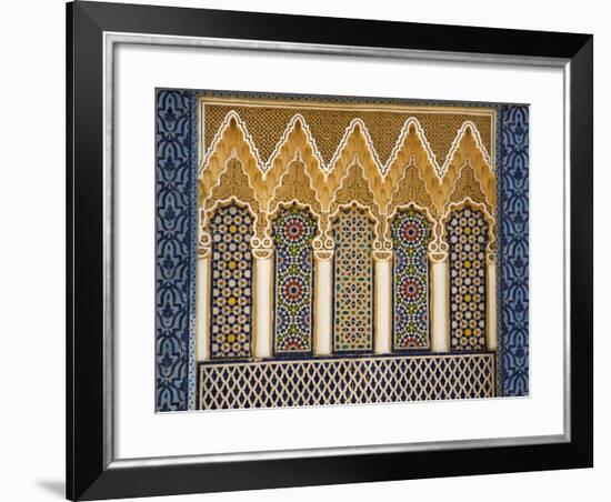 Ornate Architectural Detail Above the Entrance to the Royal Palace, Fez, Morocco, North Africa-John Woodworth-Framed Photographic Print