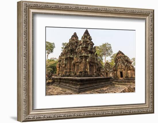 Ornate Carvings in Red Sandstone at Banteay Srei Temple in Angkor, Siem Reap, Cambodia-Michael Nolan-Framed Photographic Print