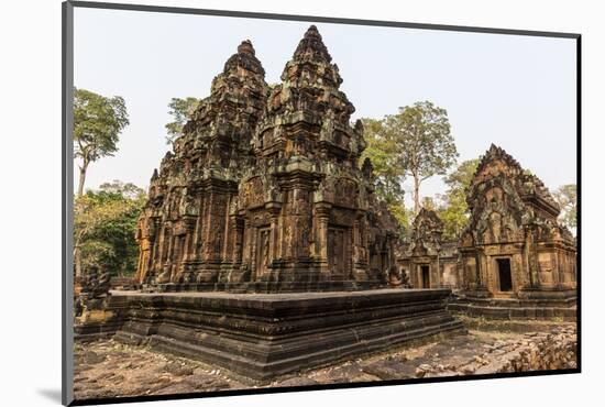 Ornate Carvings in Red Sandstone at Banteay Srei Temple in Angkor, Siem Reap, Cambodia-Michael Nolan-Mounted Photographic Print